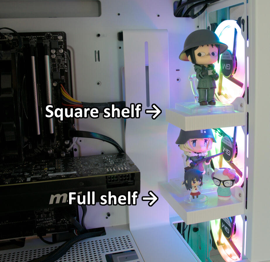 [photo of interior of PC case with clearance markings]